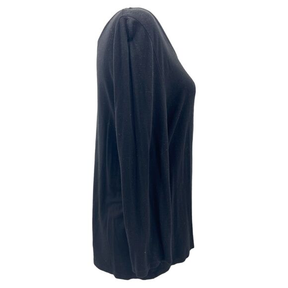 EILEEN FISHER Black Long Sleeve Scoop Top Medium Petite Basic‎ Capsule Layer - Picture 2 of 5